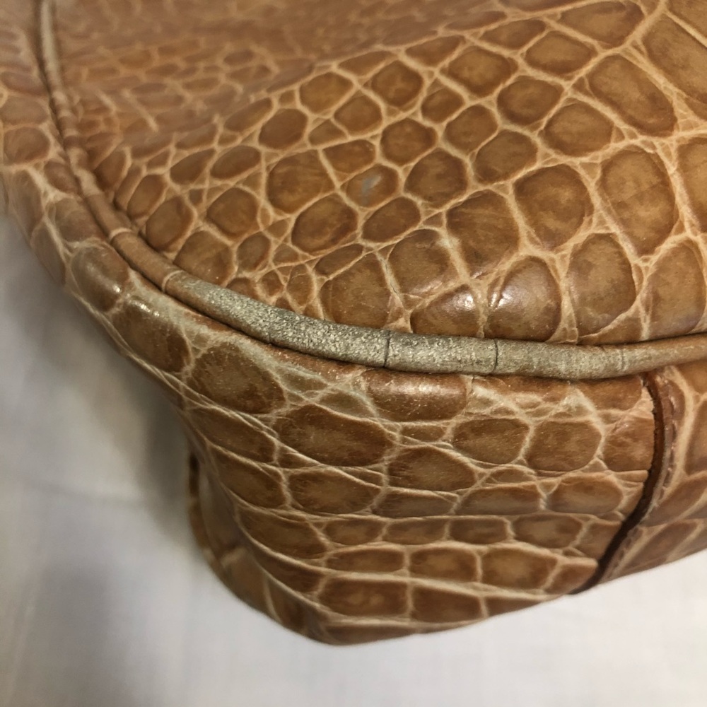 Furla Light Brown Tan Crocodile Leather Tote Bag - Picture 8 of 14